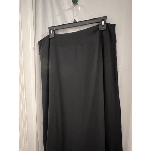 Talbots Knit Maxi Skirt Solid Black Long Sz Large Stretch Pull-on Elastic waist - Picture 2 of 6